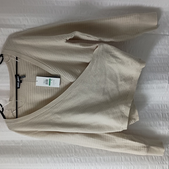 DKNY Jeans Long Sleeve Ribbed Wrap Sweater L - Picture 2 of 8